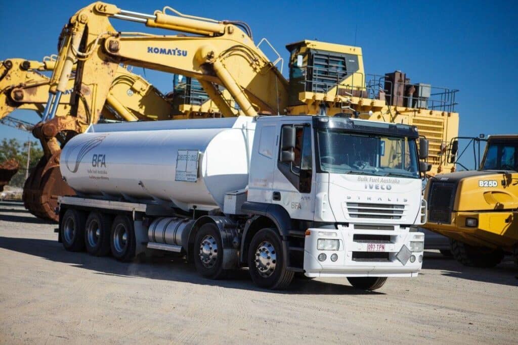 Bulk fuel tanker truck ready for delivery