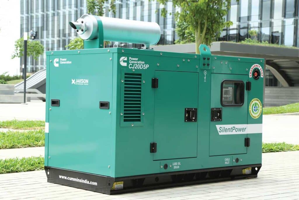 Power diesel genset with standing outdoors