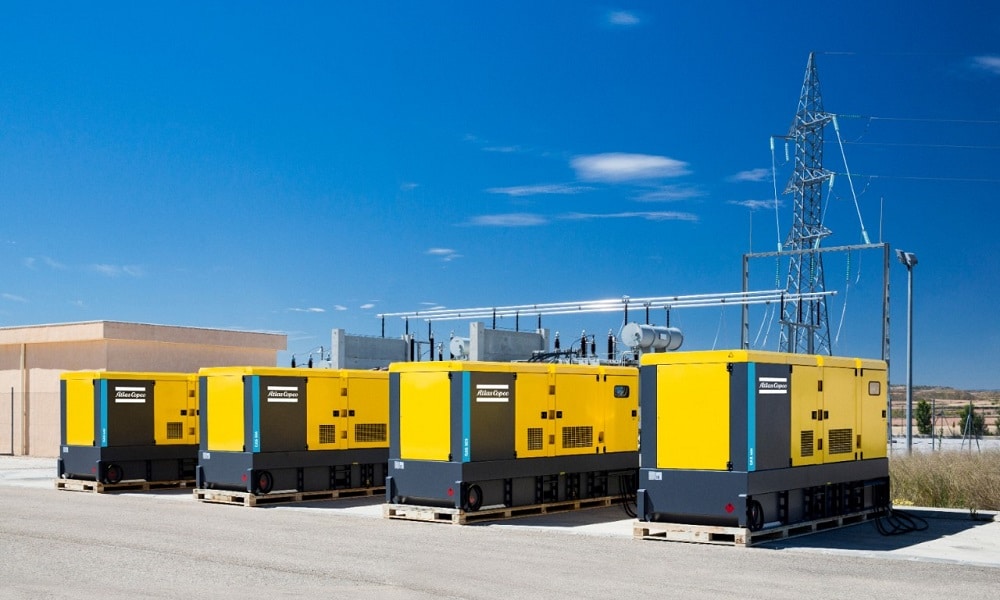 Industrial power generator queued at a plant